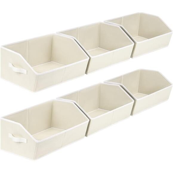 New Organizer Bins Cube Storage - Trapezoid Storage Bin 6 Pack, Fabric Baskets - Picture 1 of 6